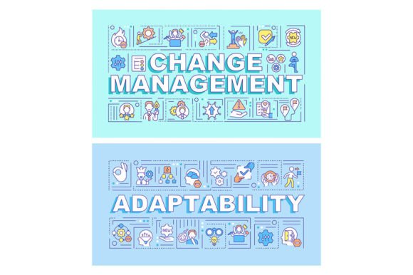Adaptability Word Concepts Banner Set Graphics