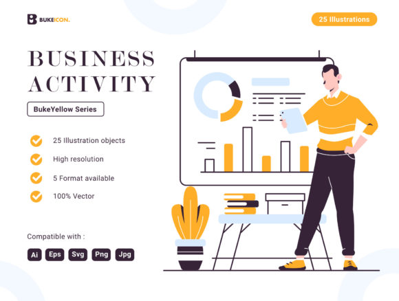 Business Activity Illustration Set: Graphics and Illustrations for Branding