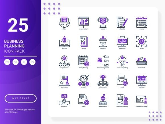 Business Planning Graphics and Icons Review