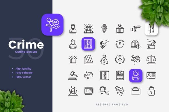 Crime Icons: Graphics and Icons for Editorial Publishing