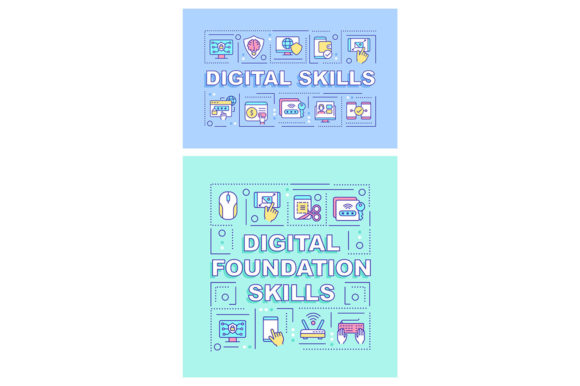 Digital Skills Word Concepts Banner Set Graphics and Graphic Templates