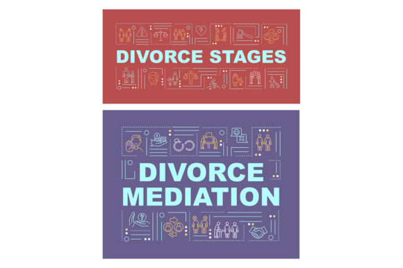 Divorce Word Concepts Banner Set: Essential Graphics for Legal Graphic Templates