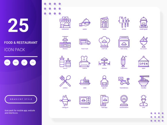 Food and Restaurant Icon Pack: Modern Design Assets for Branding