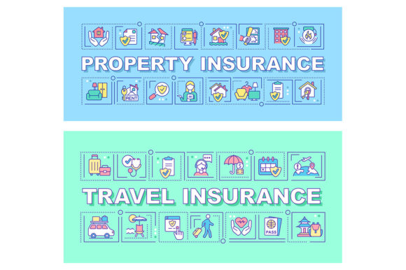 Insurance Word Concepts Banner Set Graphics and Graphic Templates Review