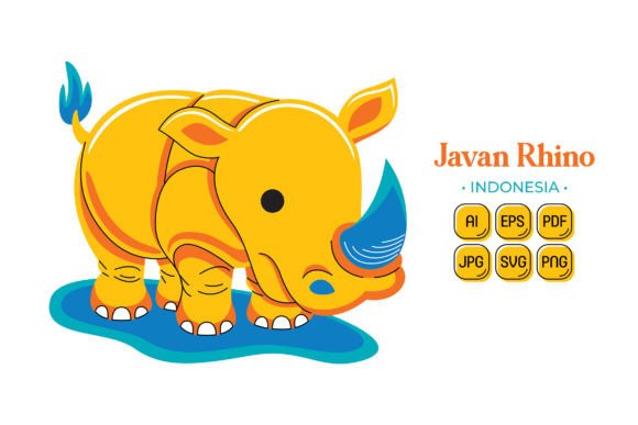 Java Rhinoceros in Flat Design Style: Graphics and Illustrations Review