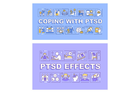Reviewing Coping with PTSD Word Concept Banner Set