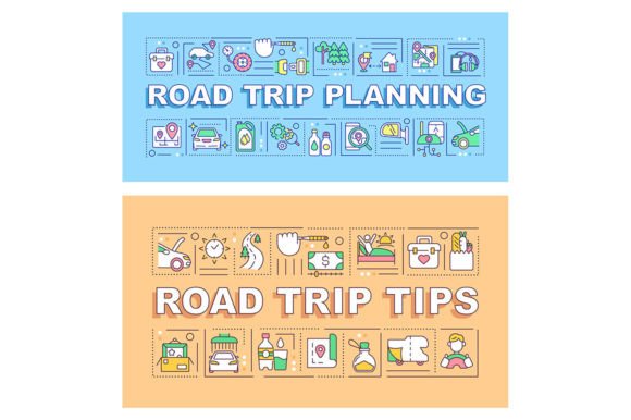 Road Trip Tips Word Concepts Banner Set Graphics