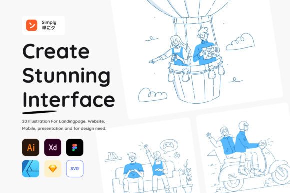 Simply - 20 People Activity Illustration Graphics