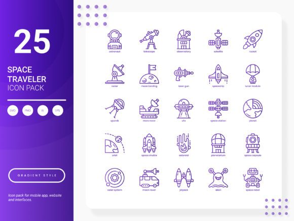 Space Traveler Icon Pack: Graphics and Icons for Digital Sellers