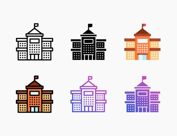 University Building Icon Graphics and Icons Review